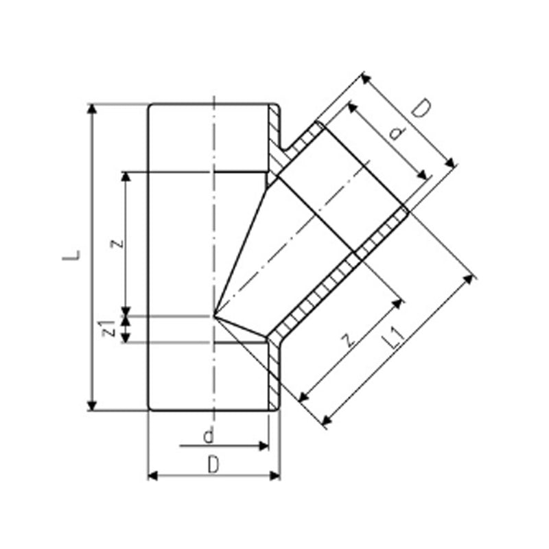 Georg Fischer 32mm, Type 721, 45° Tee, Sch 80, PVC-U