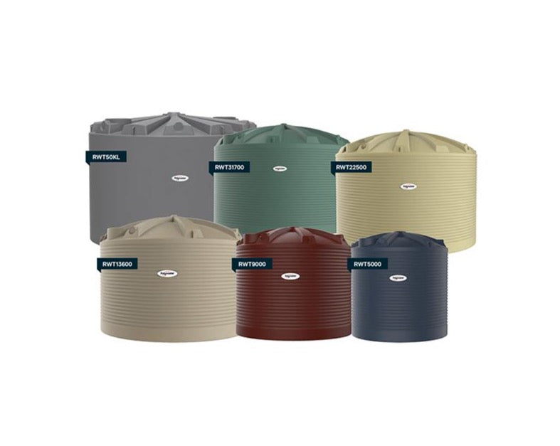 Polymaster RWT200 Round Rainwater Tank 200 L (45 Gal) with Ball Valve, Colour: Paperbark