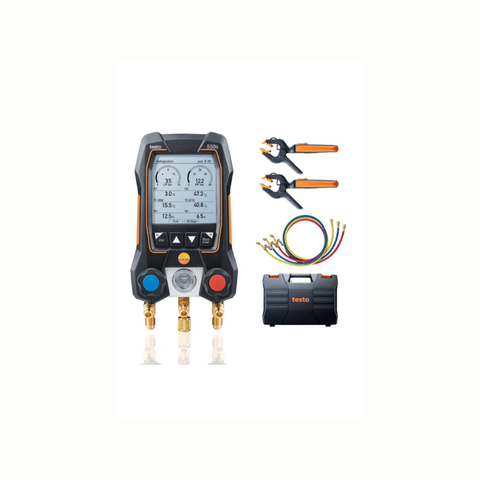 testo 550s Smart Kit Smart digital manifold with wireless clamp temp probes and hose filling set