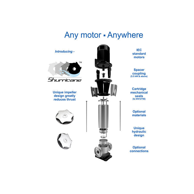 Ebara EVMS(G) 3-10N5, 1.1kW 304 SS Vertical Multistage Pump Kit (Motor not included)