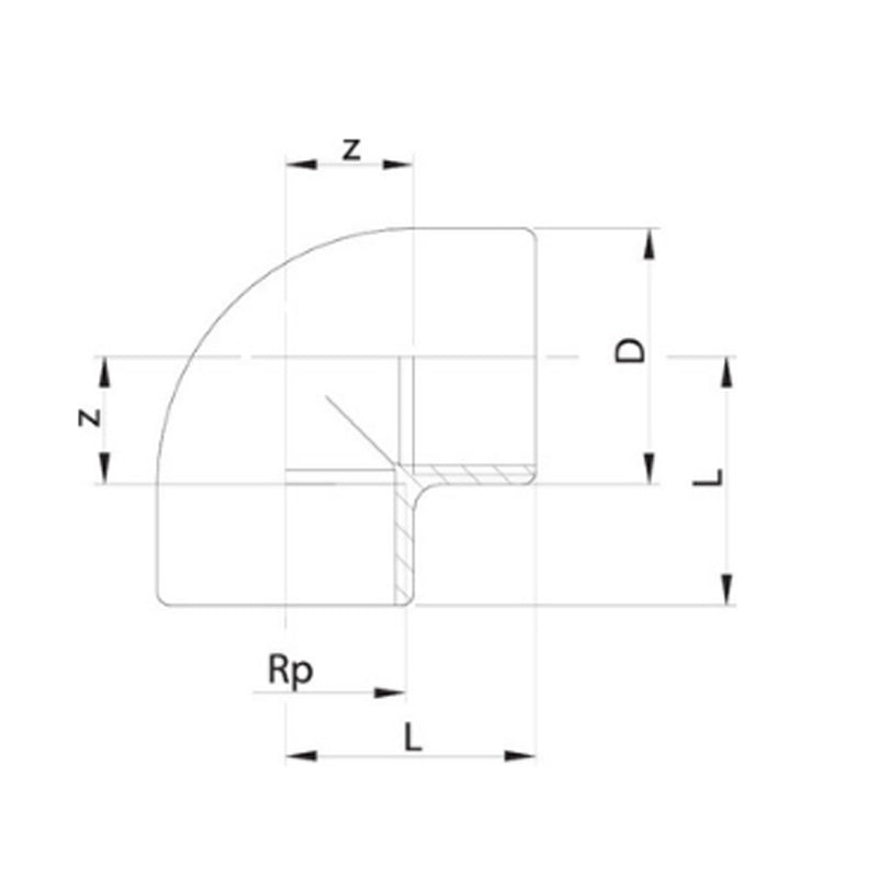 Georg Fischer 25mm, Type 721, 90° (BSP-F) Threaded Elbow, Sch 80, PVC-U