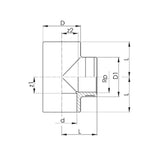 Georg Fischer 20mm Type 721-201 Threaded Adapter Tee 90° (Socket x BSP-F), Sch 80, PVC-U