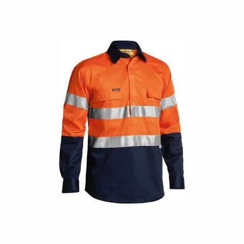 Bisley BTC6456 Taped Hi Vis Closed Front Drill Shirt