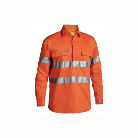 Bisley BTC6482 Taped Hi Vis Closed Front Drill Shirt