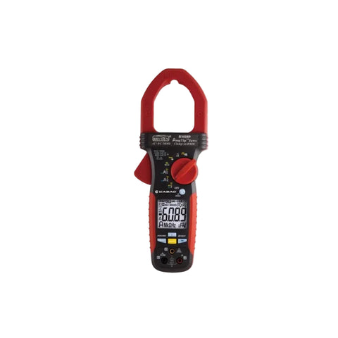 A Fluke 8010A digital clamp meter with a red and black body, featuring a large red jaw, a digital LCD screen, and red rotary controls, shown against a plain white background.