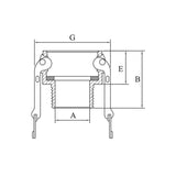 Camlock Coupling, 316 Stainless Steel, 100 mm Type B, Female Camlock x 4" Male BSP