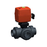 Georg Fischer 3/8”, EPDM  3-Way Ball Valve Type 543 EA25 Electric Actuator L-Port 240V (TYPE 167), Sch 80, PVC-U