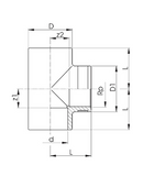 Georg Fischer 25mm Type 721-201 Threaded Adapter Tee 90° (Socket x BSP-F), Sch 80, PVC-U