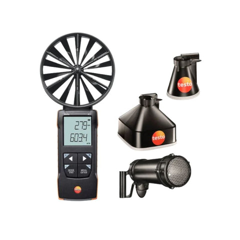 Testo 417 Set 2 Digital 100 mm Vane Anemometer Kit with Funnels & Flow Straightener