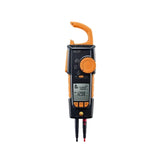 A Fluke clamp meter digital multimeter with an orange and black body, featuring a large orange rotary dial and a display screen, shown against a plain white background.