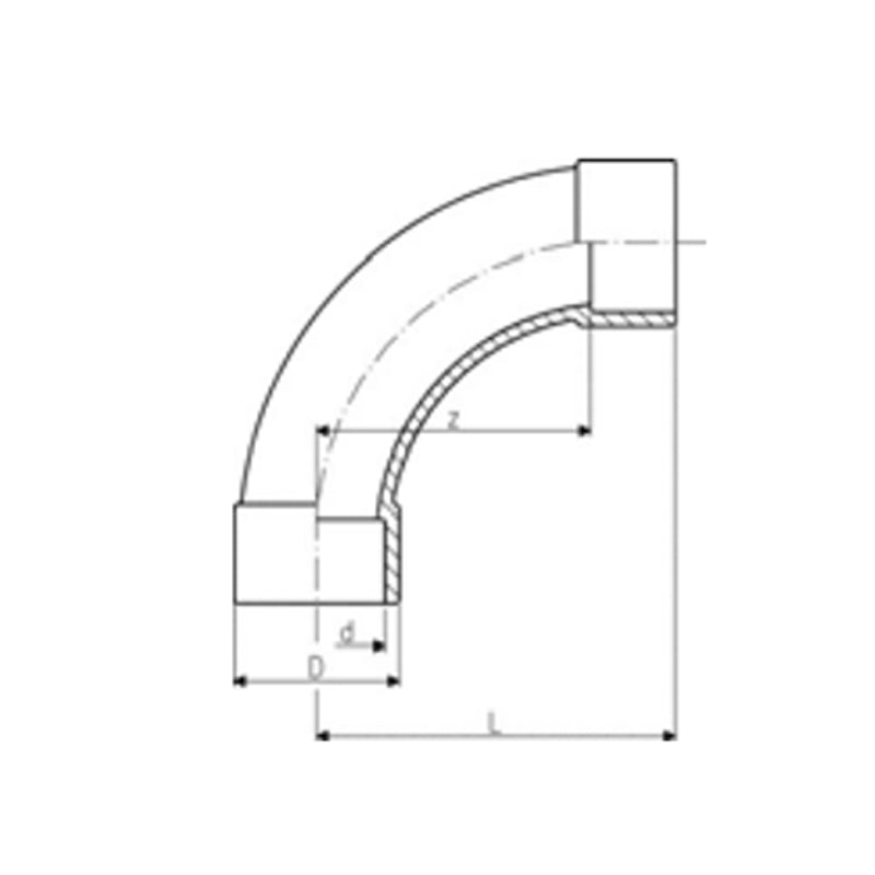 Fischer 25mm Type 721 90° Long Radius Elbow Sch 80 PVCU