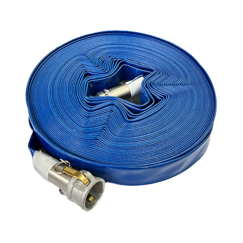 Sunnyflo Blue 38 mm Layflat Hose Assembly with Type C & E Camlock Couplings
