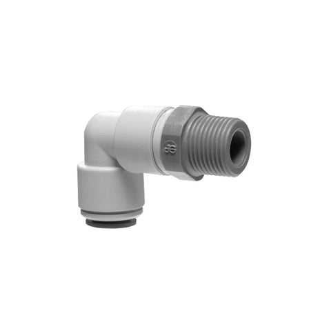 John Guest 1/2" x 1/2" Swivel Elbow (BSPT thread) - Grey Acetal