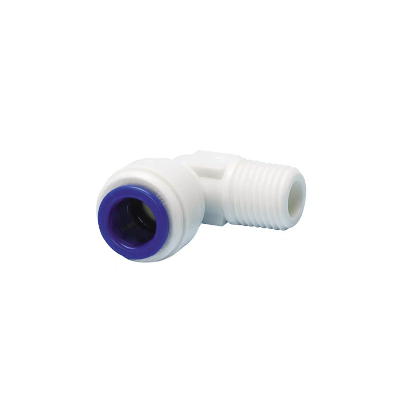 John Guest 1/4" x 3/8" Acetal Rigid Elbow (NPTF Thread) - White