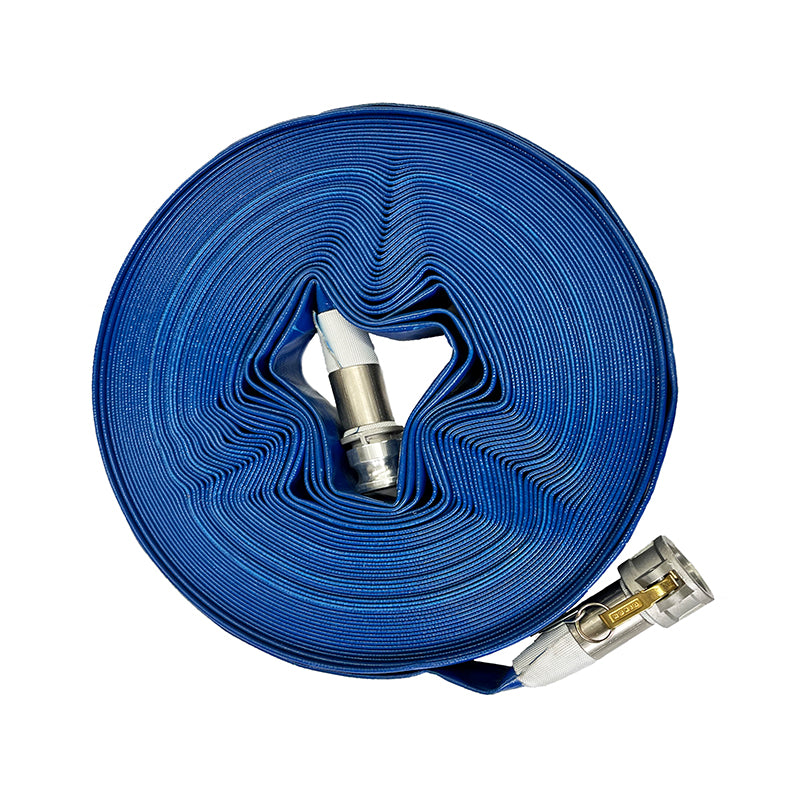 Sunnyflo Blue 38 mm Layflat Hose Assembly with Type C & E Camlock Couplings