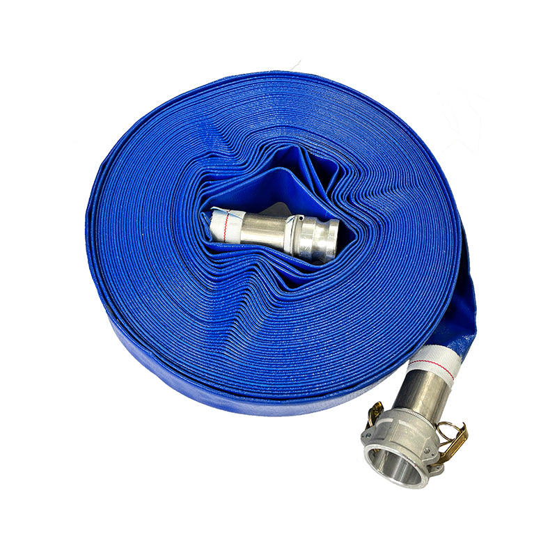 Sunnyflo Blue 50 mm Layflat Hose Assembly with Type C & E Camlock Couplings