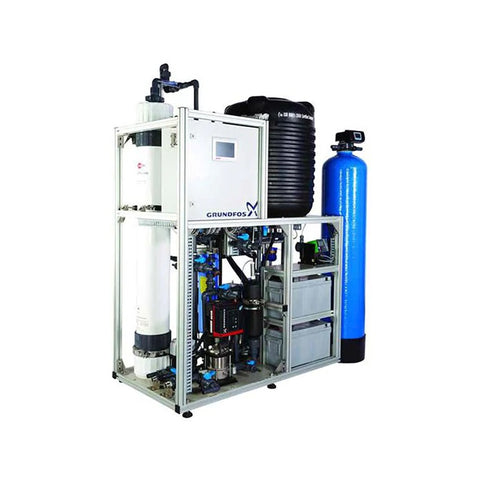 Grundfos AQpure Modular Water Treatment System, 2 m³/h UF & UV Disinfection, inverter/batteries for solar
