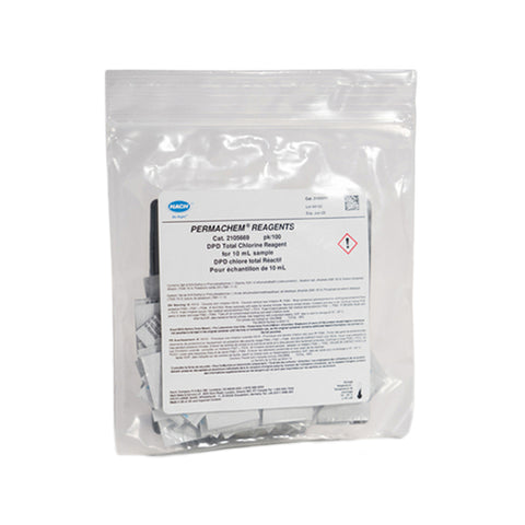 Hach DPD Total Chlorine Reagent Powder Pillows, 100 pack, sample size 10 mL