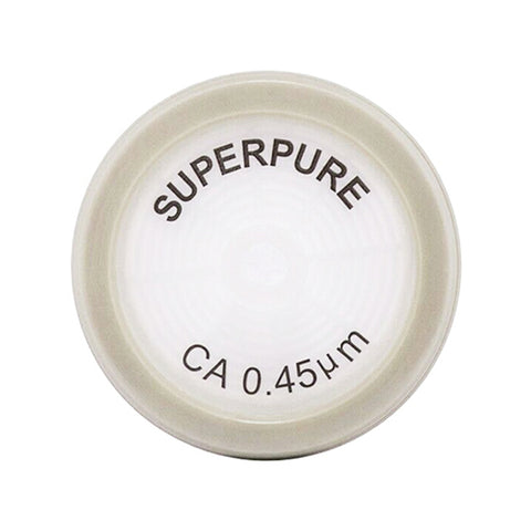 SuperPure 30mm Sterile Syringe Filter, 0.45 Micron Hydrophilic CA Filter Medium - Individual